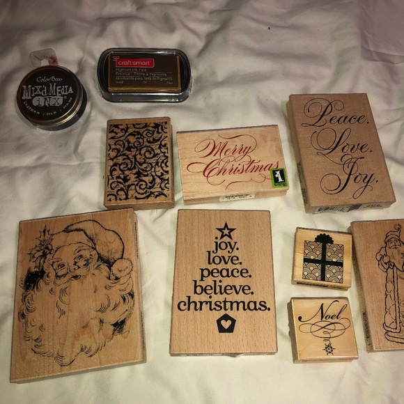 Wooden Rubber Stamps w/ Ink - Picture 1 of 6